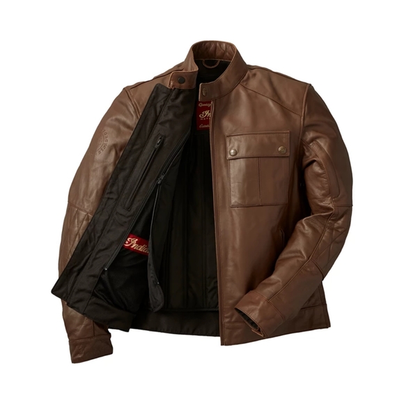 INDIAN MOTORCYCLE BROWN LEATHER GATEWAY JACKET - Picture 3 of 15